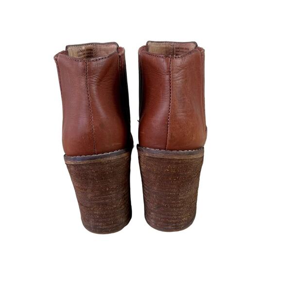 Madewell Boots Womens 7.5 Brown The Ryan Chelsea Leather Stacked Heel E2331 - Picture 3 of 15